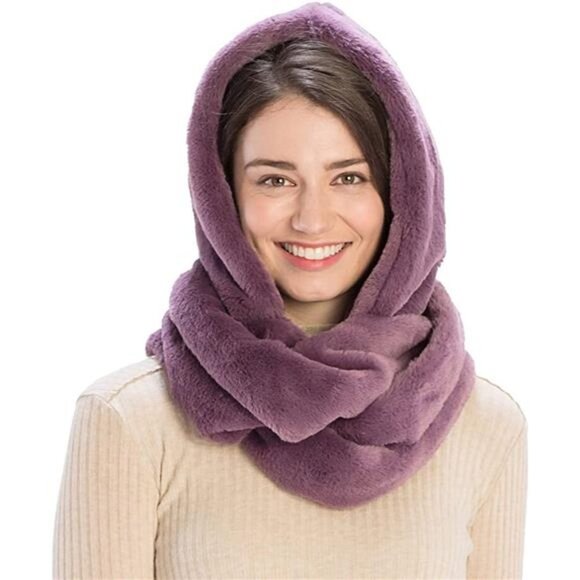 Women's Soft Faux Fur Infinity Scarf Infinity Hood Scarf Head